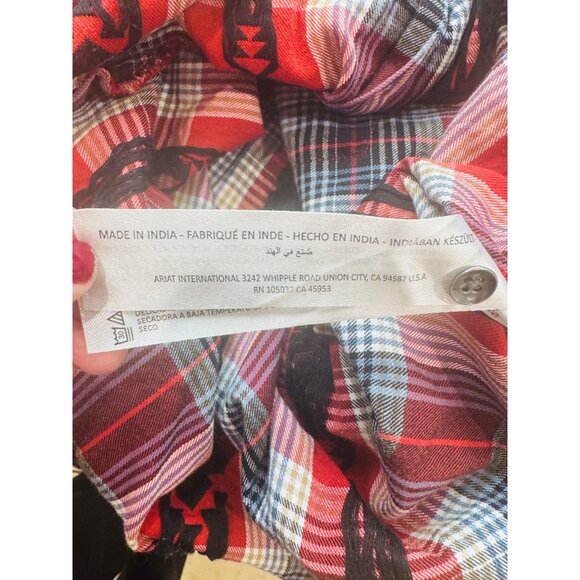 Ariat Womens Red Plaid Button-Up Western Cowgirl Shirt S Santa Fe Tribal Print - Picture 8 of 12